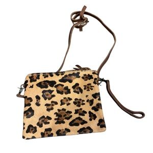 Leopard and leather wristlets and crossbody purse